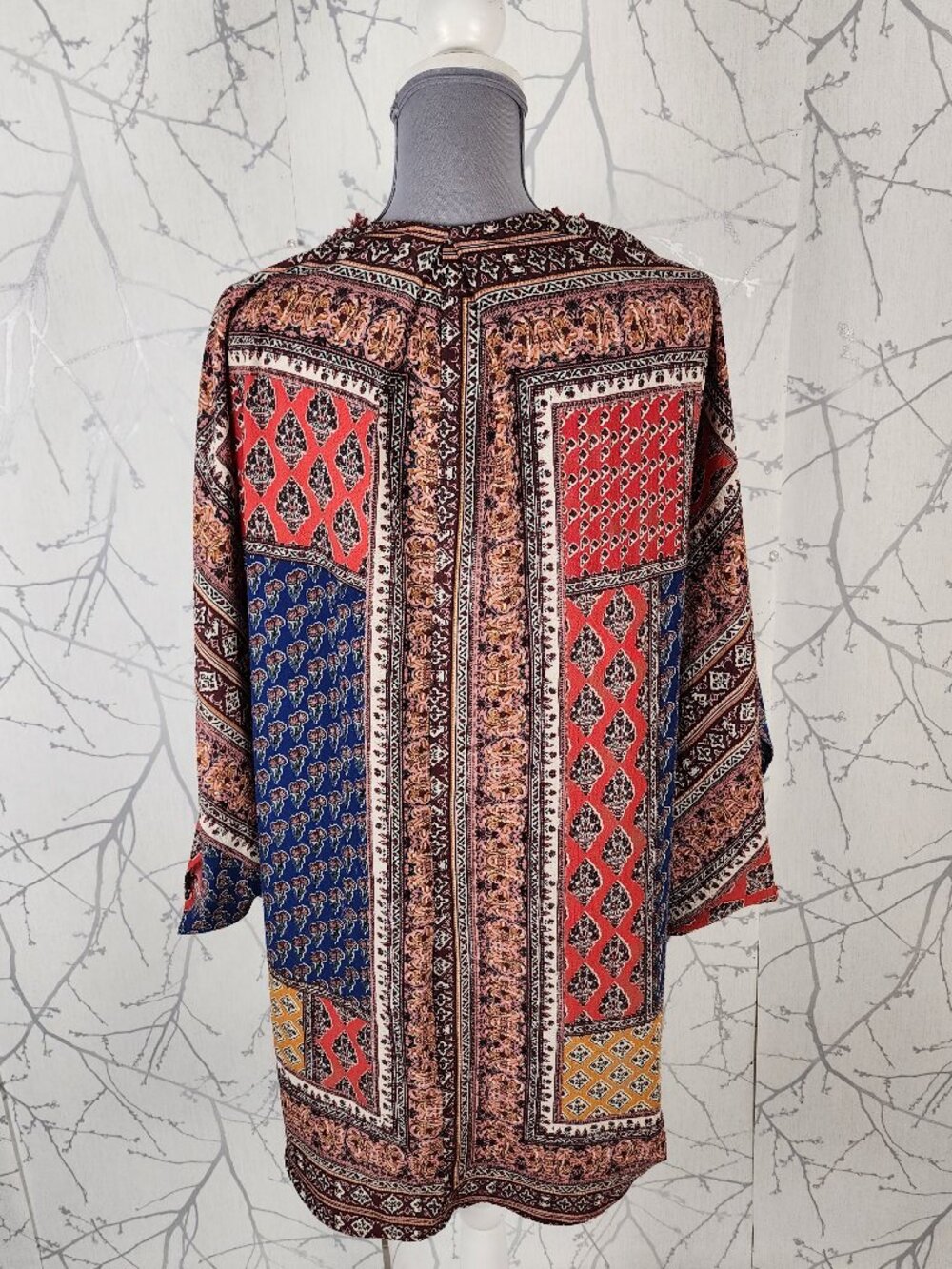 Umgee Colorful Patchwork Open Front Batwing Cardigan - Picture 4 of 6